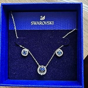 Swarovski Crystal Blue Earrings and Necklace New!